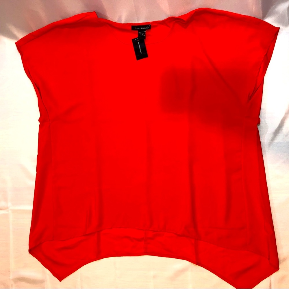 NWT Ashley Stewart Sharkbite Orange Blouse 14/16